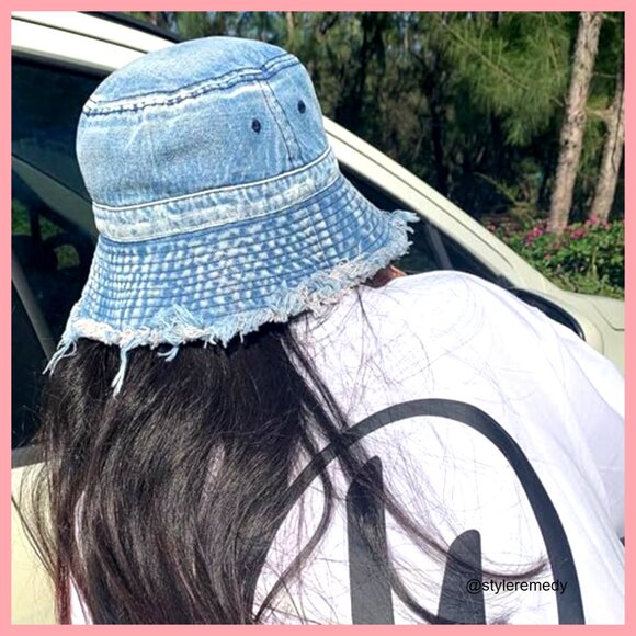 Denim Bucket Hat Foldable Brim Lightweight Western Style
